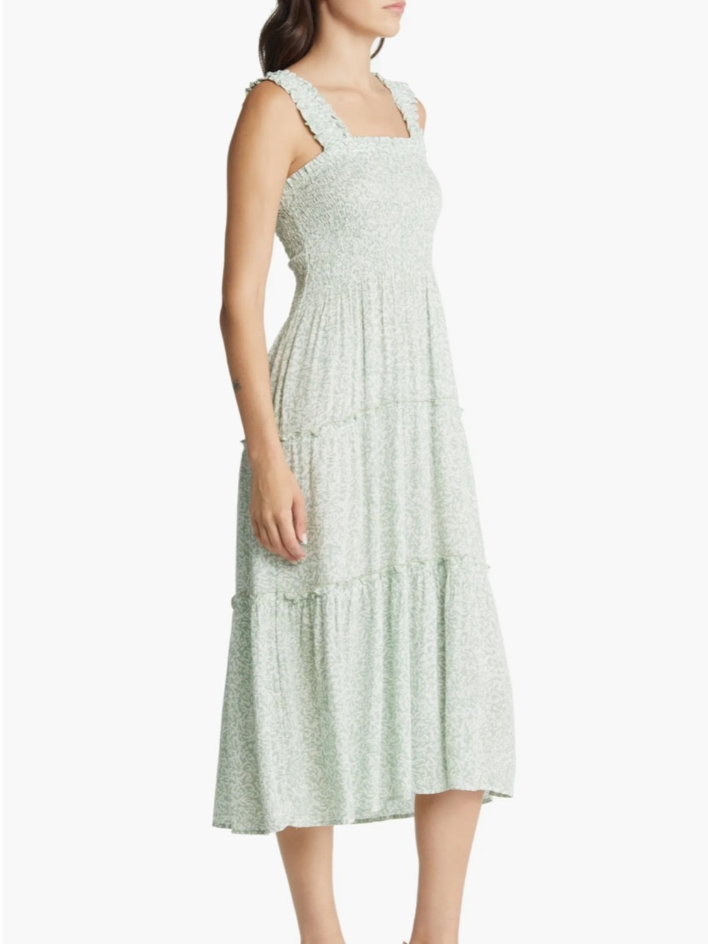 Vero Moda Jenny Smocked Midi Tiered Dress Small